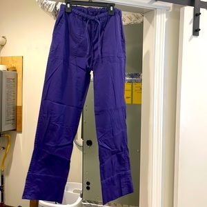 Dark purple/plum scrub pants. Size XS tall but hemmed to 28 inch inseam